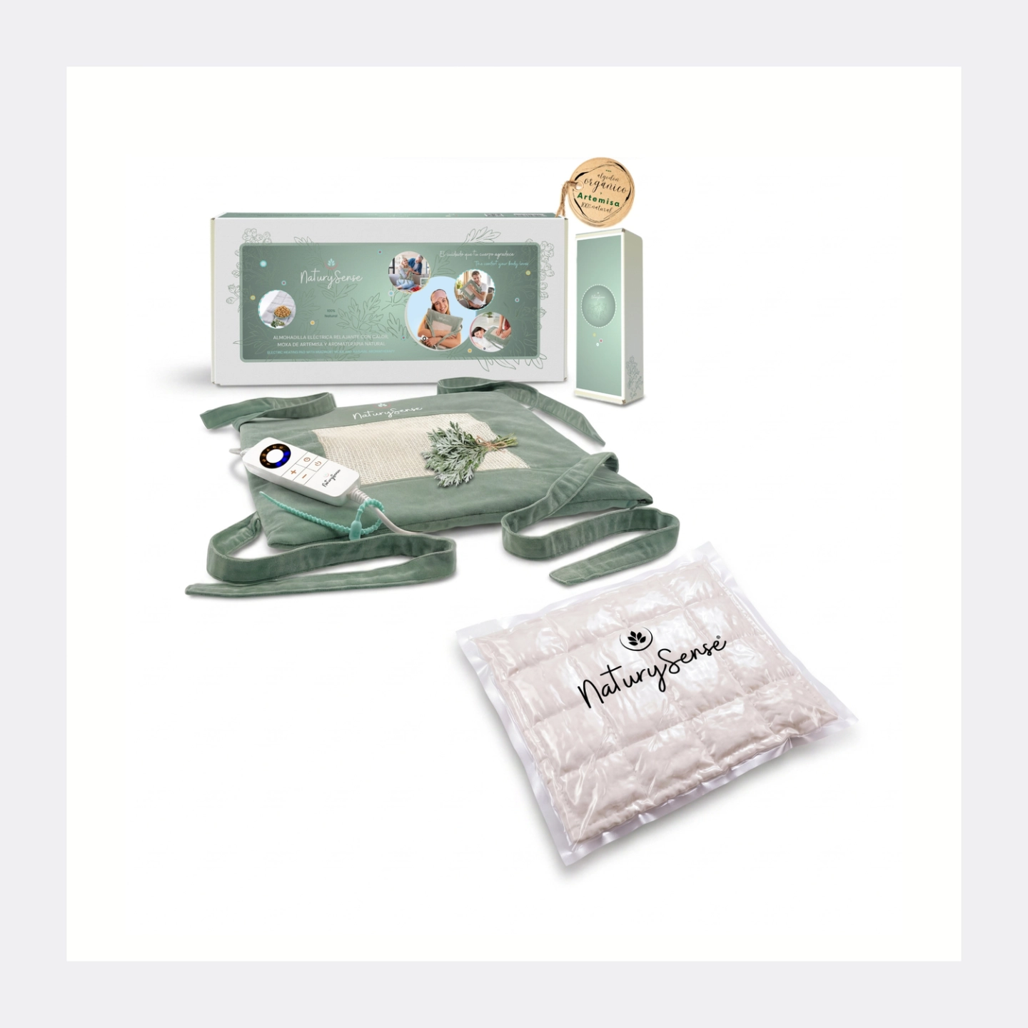 Pack almohadilla eléctrica NaturySense® + 1 repuesto moxa de Artemisa